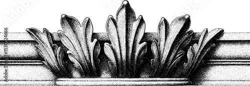 Neoclassical frieze with anthemion motif dotwork design for architecture and decoration