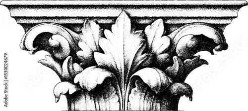 Neoclassical frieze featuring anthemion motif in dotwork style for decorative design