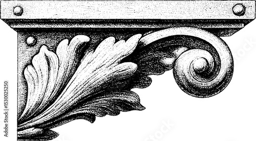 Intricate ornate iron gate panel with riveted scrollwork design for architectural detail