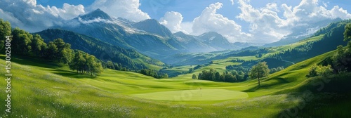 Golf Course Mountains. Spectacular Golf Course in the Austrian Alps of Kitzbuhel