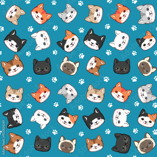 seamless cute cat pattern 