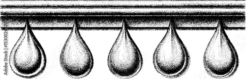 Dotwork droplet pattern design with descending rain shower theme for tattoo art