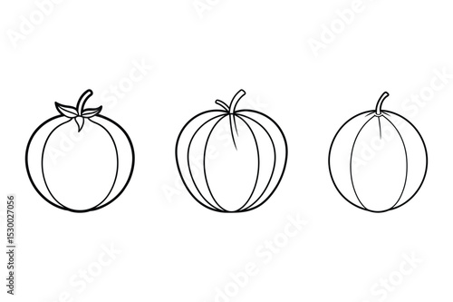 Healthy fruits outlined in artful hand drawn set of illustrations vector illustration.