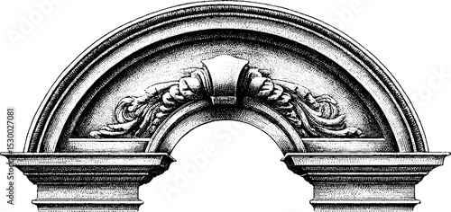 Detailed renaissance architrave with ornate carved moulding design for architecture inspiration