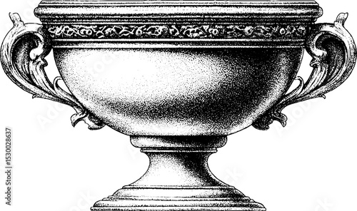 Intricate silver chalice with gemstone inlaid rim dotwork design for elegant decor