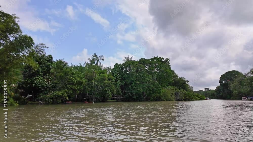 River boat tour on the Guama River at Belem do Para, a city on the north area of Brazil. Naturalistic green area by amazon forest. River boat tour on the Guama River at Belem do Para, a city on the north area of Brazil. Naturalistic green area by amazon forest.