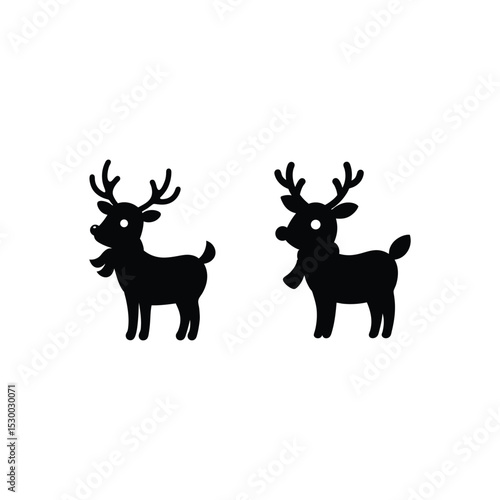 christmas reindeer with red ribbon