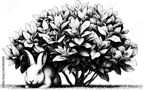 Garden artistry with topiary rabbit and lush foliage design for display