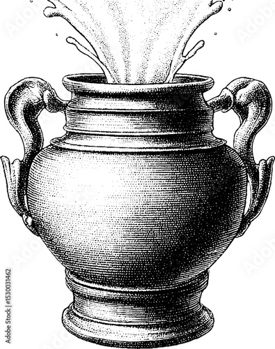 Vintage milk churn with splash dotwork design for tattoo art