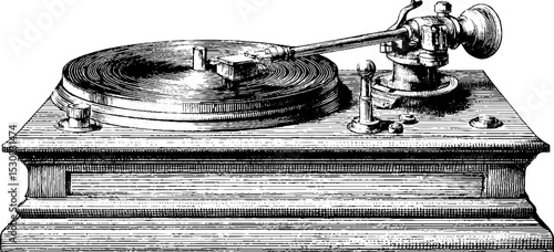 Vintage record player turntable design for retro music decor and nostalgic art