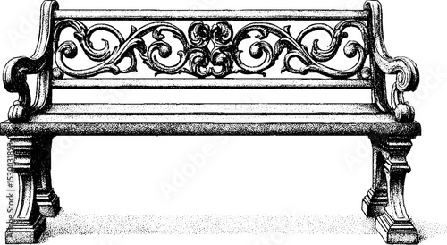 Elegant wrought iron bench with intricate scrollwork design for garden decor