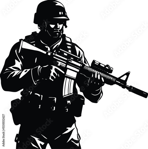 Military Soldier Silhouette Armed Forces, Combat, and Defense Illustration