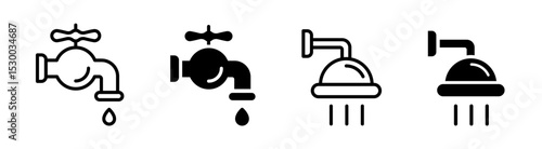 Water tap icons. Faucet icon set. Tap vector icons. EPS 10