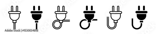Electric plug vector icon set. Electric plugs. Plug icons. Electricity symbol. EPS 10