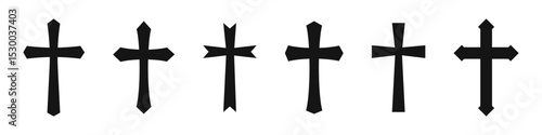 Christian cross vector icon. Cross vector icon. Crucifix symbols. Cross symbol.  EPS 10