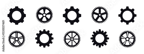 Gear vector icons. Gear icon set. Cogwheel icon collection. Settings, configuration concept icons. Vector EPS 10