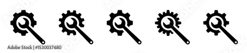 Wrench and gear vector icons. Tool icon set. Wrench and gear. Gear with spanner. Tool icons set. Vector