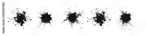 Black paint drops. Ink blot collection. Grunge design elements. Grunge textures collection. Black paint splatters. Paint stains set.