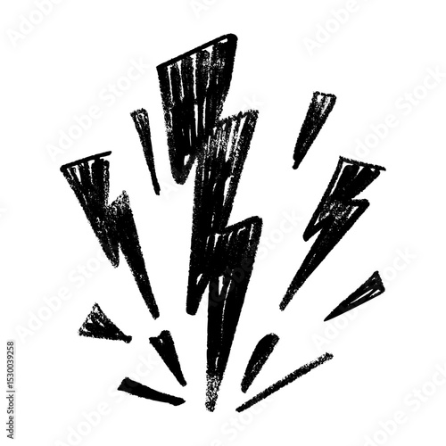 lightning thunderbolt with power outline. Electric flash energy. Flat vector illustration isolated on white background.