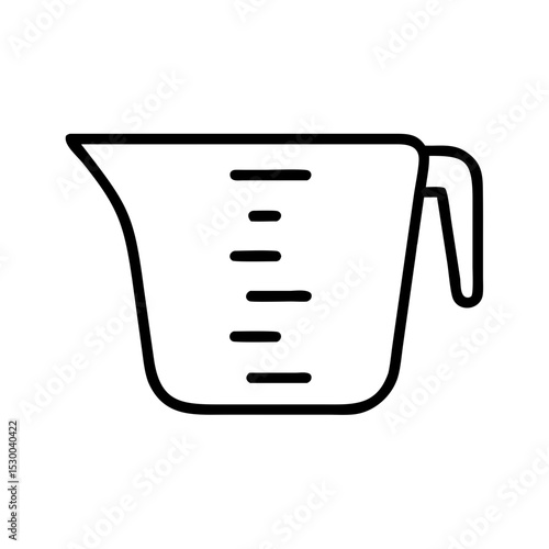 Measuring cup outline with clear measurement markings for cooking  