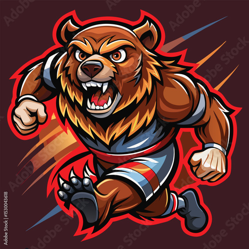 Aggressive Running Bear Mascot