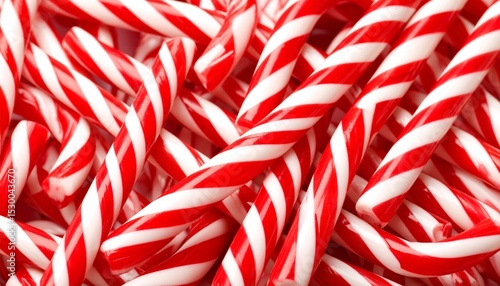 A Vibrant and Twisted Candy Cane Pattern Featuring Bold Red and White Swirls in a Spiraling Stripe Design, Perfect for Holiday-Themed Decor, Wrapping Paper, and Festive Visual Concepts