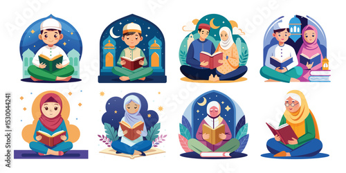 girls and boyes are reading the holy quran