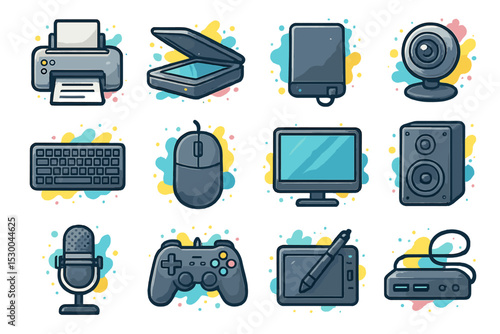 Digital devices and peripherals collection for creative and office use
