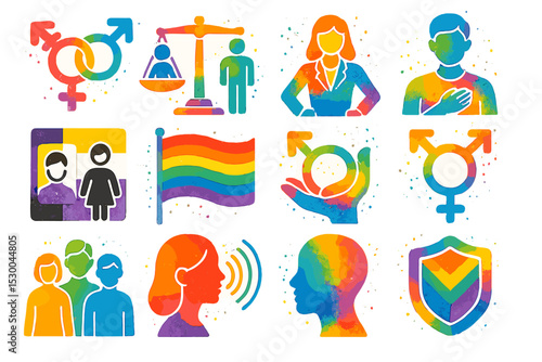 Diverse symbols celebrating identity, equality, and inclusivity