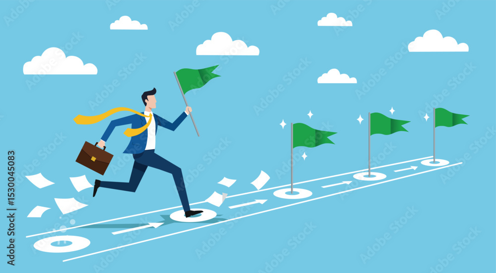 businessman-achieving-goals-success-career-path-illustration, Businessman Reaching Milestones and Achieving Goals on a Career Path. vectort eps 10
businessman-achieving-goals-success-career-path-illustration, Businessman Reaching Milestones and Achieving Goals on a Career Path. vectort eps 10
