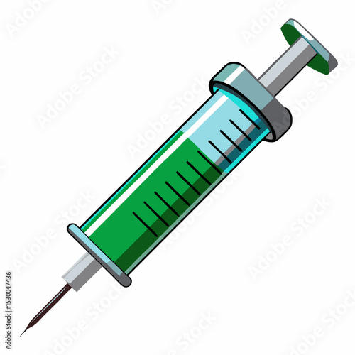3D Realistic Syringe Isolated on White Background Medical Injection Tool for Healthcare and Pharmaceutical Designs