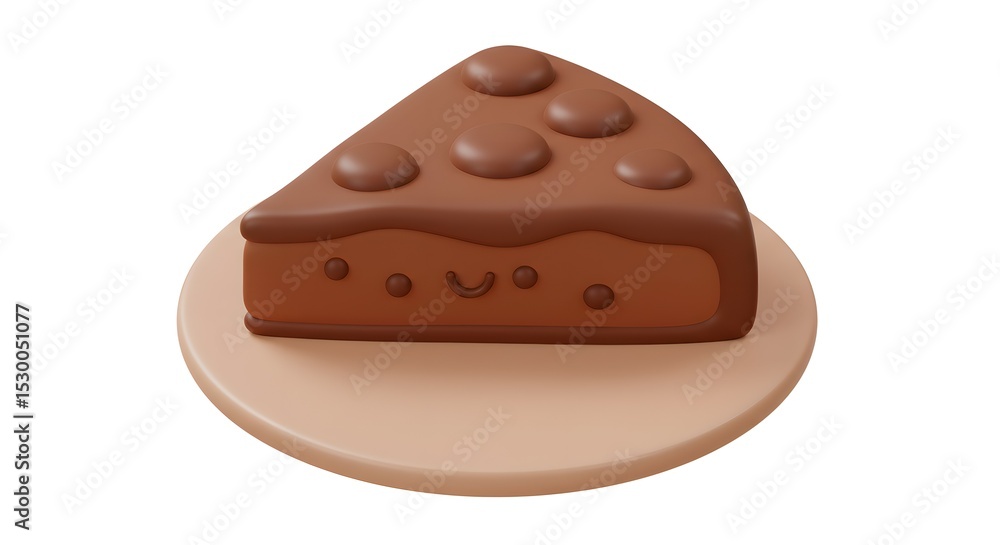 Fototapeta premium Chocolate Cake Slice on Plate: Sweet Treat Illustration