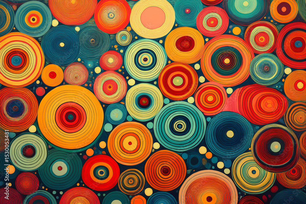 Vibrant Retro Psychedelic Abstract Circles Pattern Background Vibrant Retro Psychedelic Abstract Circles Pattern Background