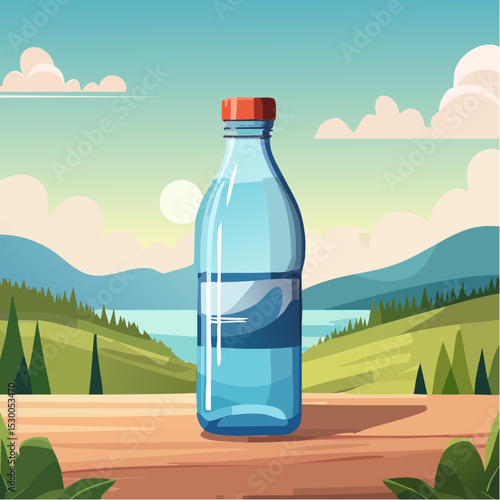 Refreshing Bottled Water Pure Hydration in a Scenic Setting