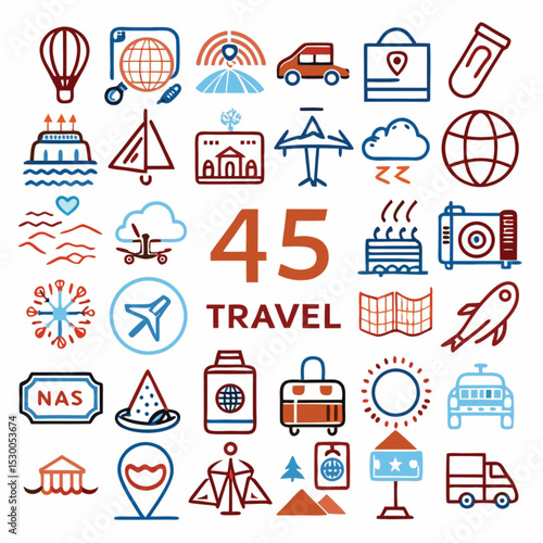icon, vector, set icons, travel icons