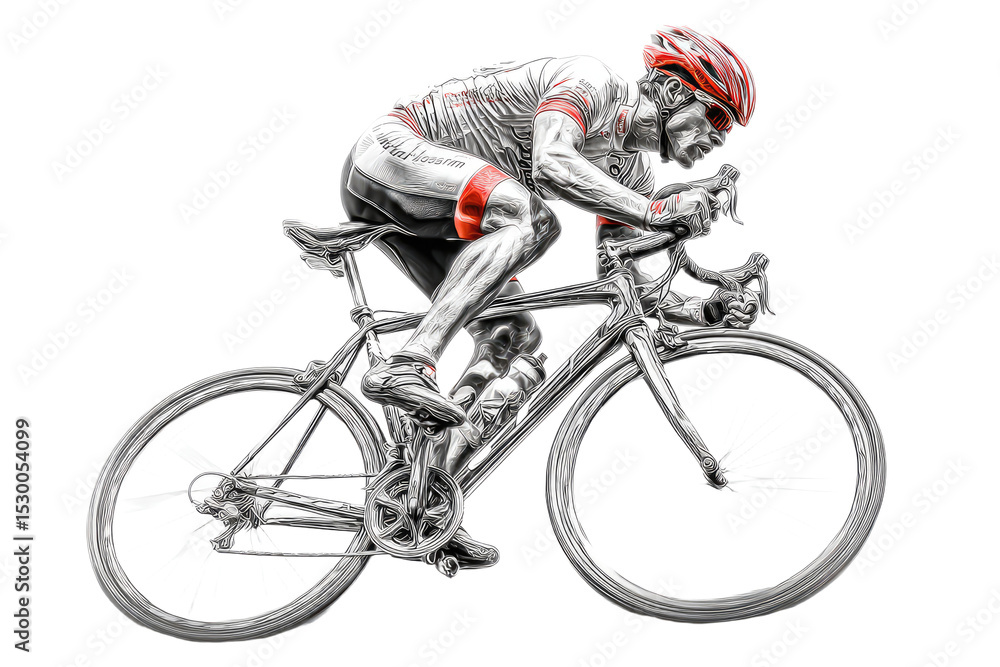 Naklejka premium Dynamic Cyclist in Motion Artistic Depiction