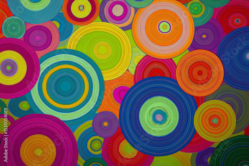 Colorful Retro Layered Circles and Rings Abstract Pattern
