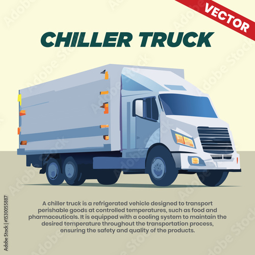 Chiller truck vector infographic including explanation