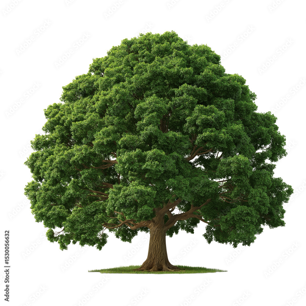 Fototapeta premium perennial oak Jungle forest tree shape cutout 3d render png, green oak tree landscape design