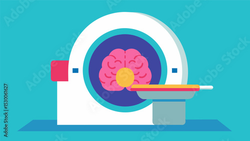The MRI machine is capable of detecting even small changes in the brains structure making it a valuable tool for monitoring brain health and detecting diseases at an early stage.. Vector illustration