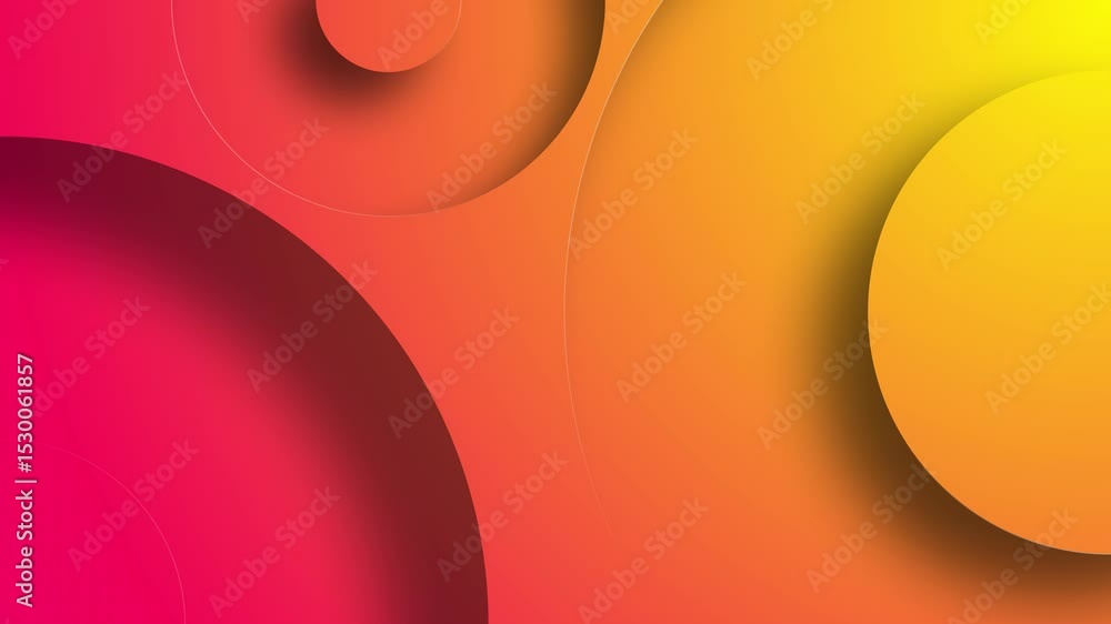 Animación minimalista de círculos trazados con relieve en fondo colorido y degradado