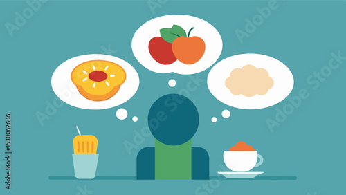 Fuel Your Brain Fuel Your Day This poster features a person eating a healthy breakfast with a thought bubble showing a brain. It highlights the importance of starting the day with. Vector illustration
