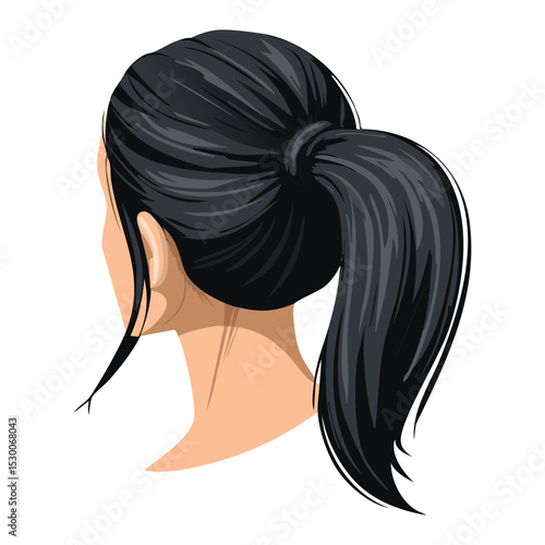 Black Low Ponytail Back View
