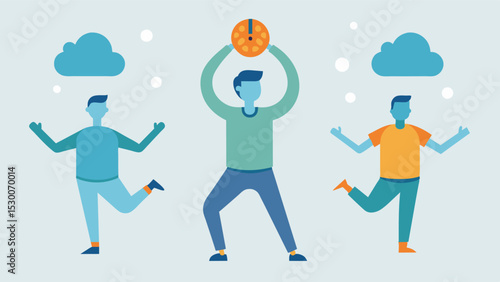 Brain Break Exercises A series of simple illustrations depicting exercises like jumping jacks squats and stretches reminding viewers to take regular breaks throughout the day for. Vector illustration
