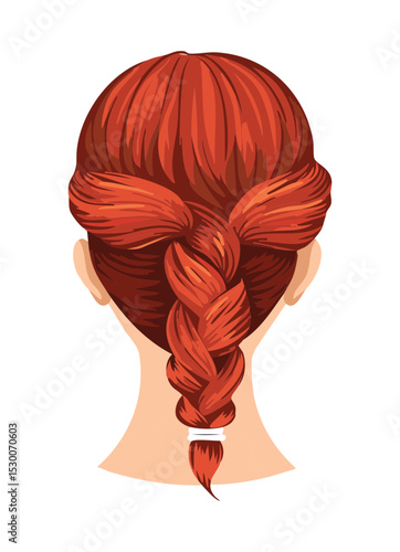 Braided Bun Updo Hairstyle Illustration