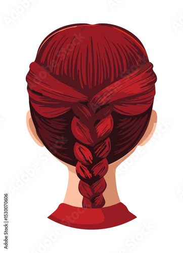 Braided Low Bun Hairstyle Illustration