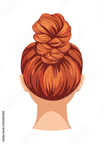High Messy Bun Hairstyle Illustration
