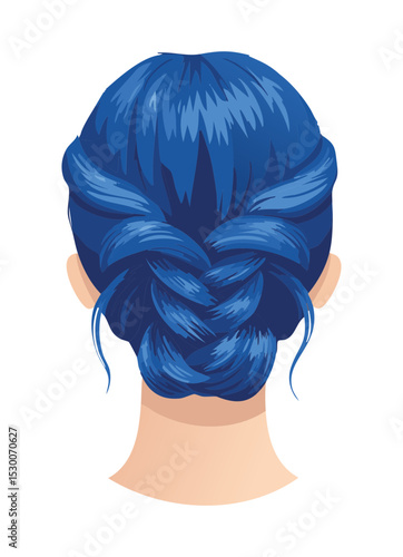 Voluminous Blue Braided Updo Hairstyle