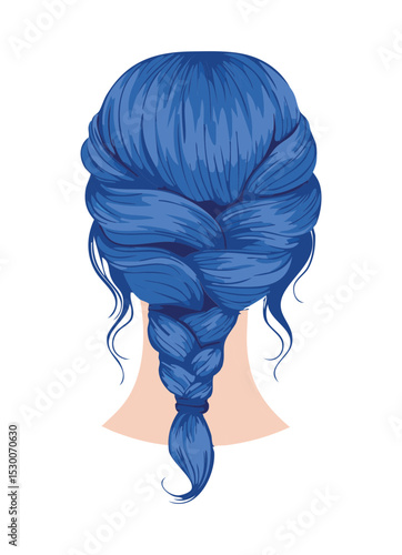 Elegant Blue Braided Updo Hairstyle Illustration