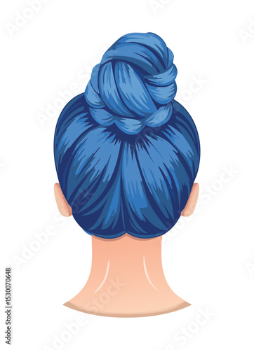 High Messy Blue Bun Hairstyle
